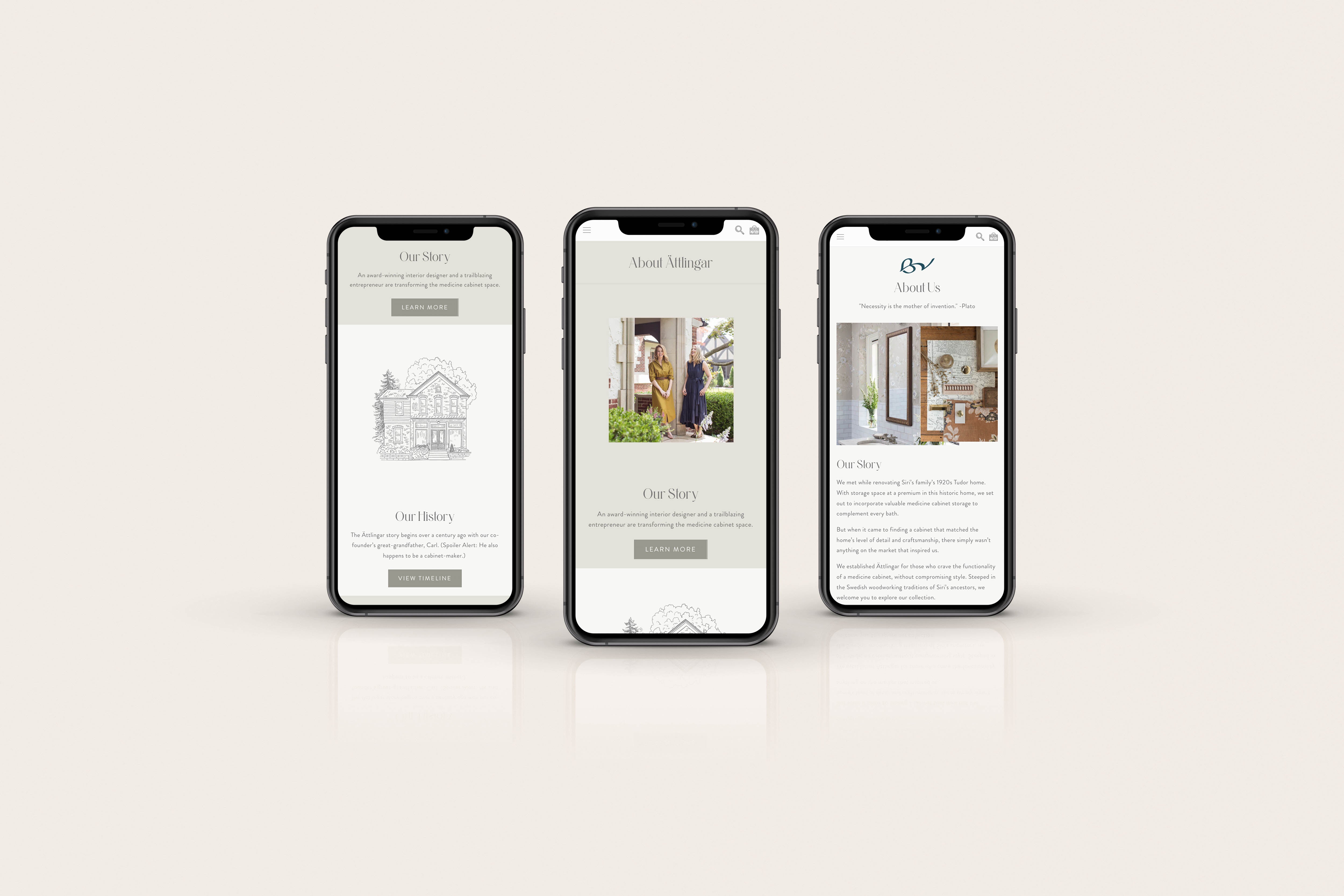 Ättlingar website iPhone mockups by Studio Seagraves set of three