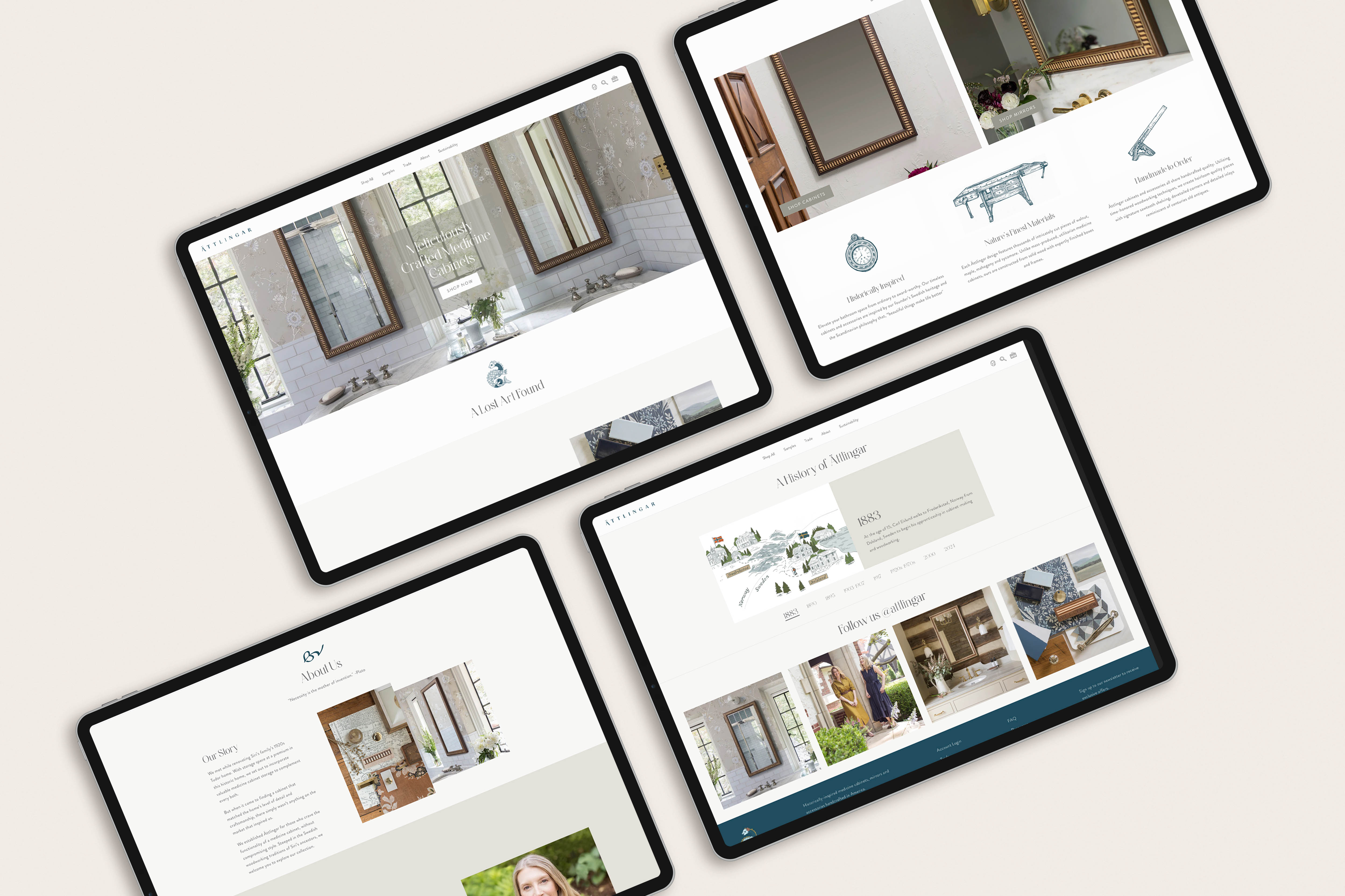 Ättllingar ipad mockups for web design by Studio Seagraves set of 4 ipads